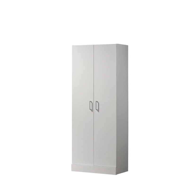 White 60-Inch Modern Double Door Storage Cabinet with Adjustable Shelves