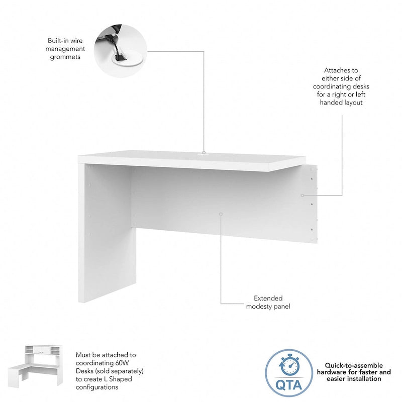 42-Inch L-Shaped Desk Return Bridge for Home Office Workstation