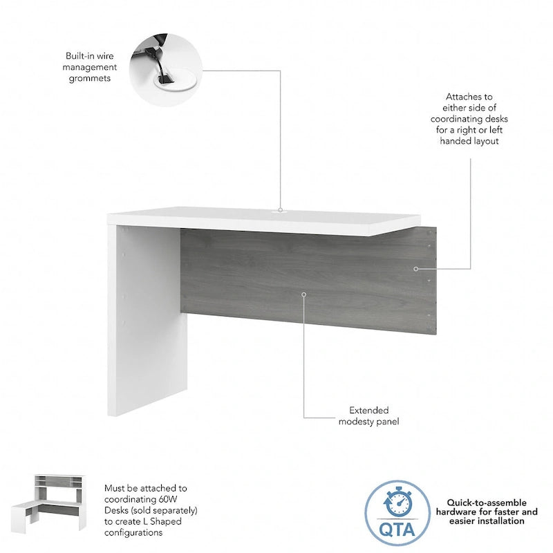42-Inch L-Shaped Desk Return Bridge for Home Office Workstation