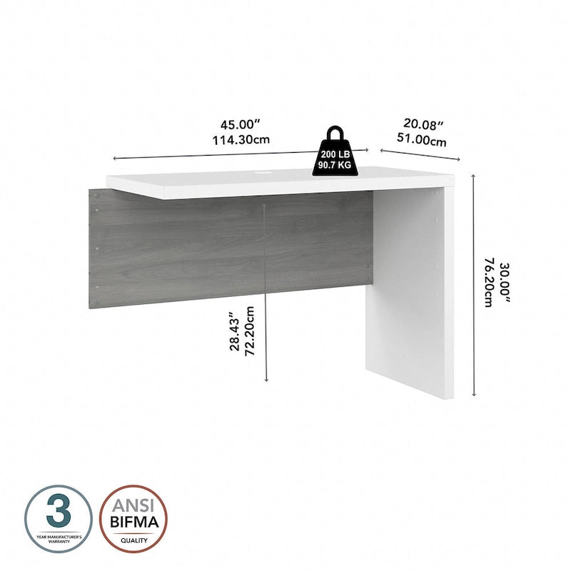 42-Inch L-Shaped Desk Return Bridge for Home Office Workstation