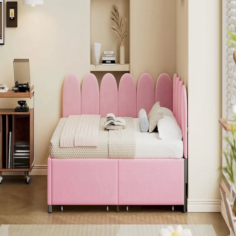 Full Size Upholstered Daybed with 2 Storage Drawers
