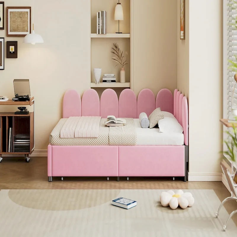 Full Size Upholstered Daybed with 2 Storage Drawers