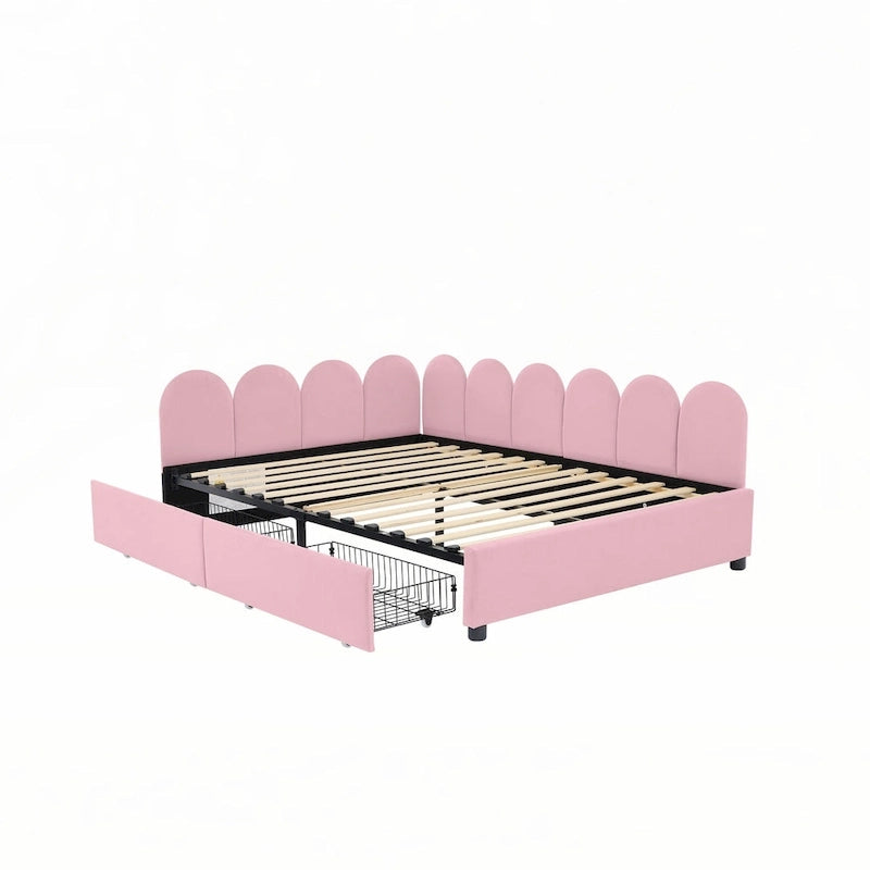 Full Size Upholstered Daybed with 2 Storage Drawers