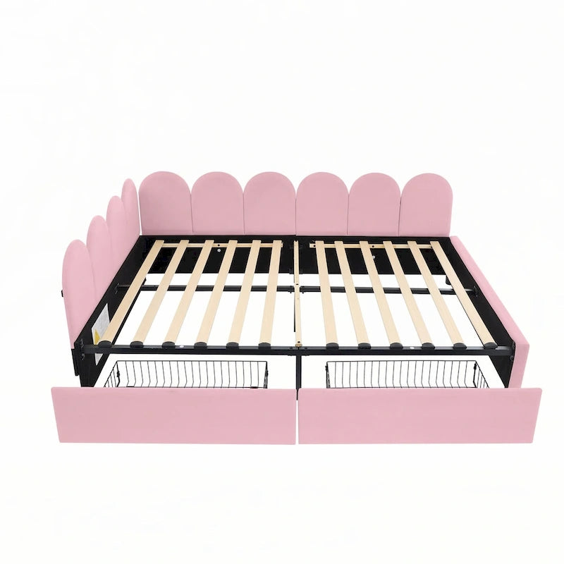 Full Size Upholstered Daybed with 2 Storage Drawers