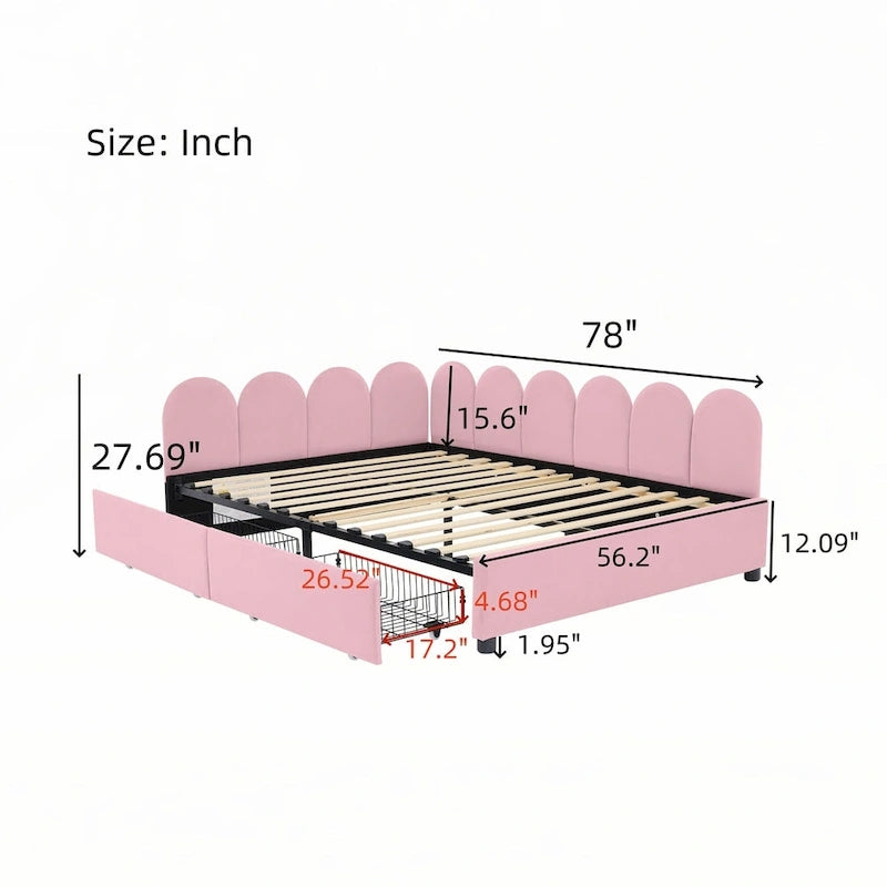 Full Size Upholstered Daybed with 2 Storage Drawers