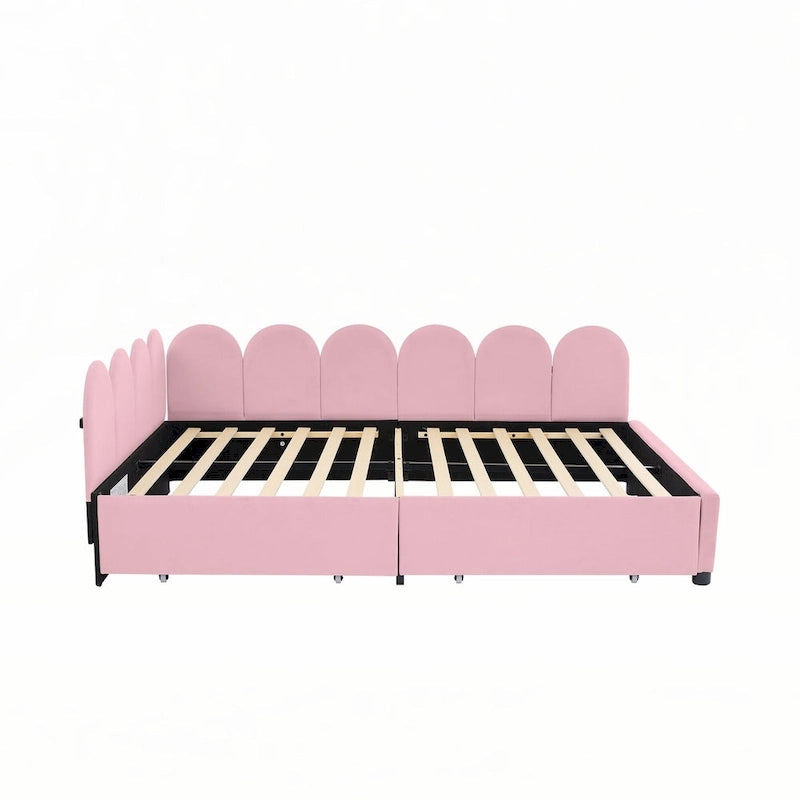 Full Size Upholstered Daybed with 2 Storage Drawers