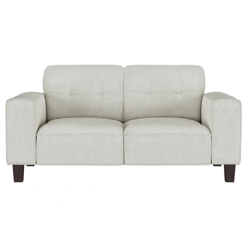 Loveseat 58 Inch Light Gray Faux Corduroy Modern Track Arms Sofa
