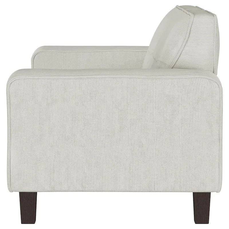 Loveseat 58 Inch Light Gray Faux Corduroy Modern Track Arms Sofa