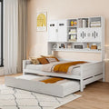 Full Size Daybed with Storage Cabinet and Shelf Solid Wood Bed Frame