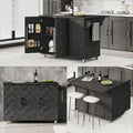 51.2W Ash Veneer Solid Wood Handwoven Kitchen Island With Drop Leaf