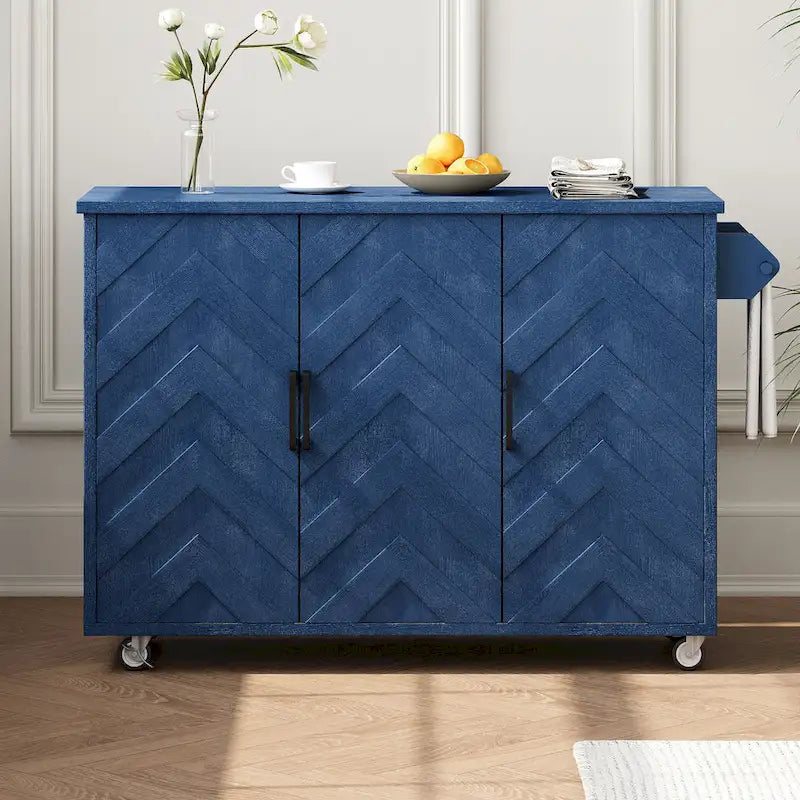 51.2W Ash Veneer Solid Wood Handwoven Kitchen Island With Drop Leaf