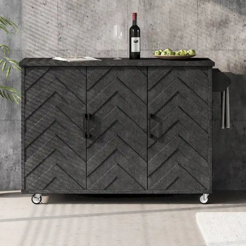 51.2W Ash Veneer Solid Wood Handwoven Kitchen Island With Drop Leaf