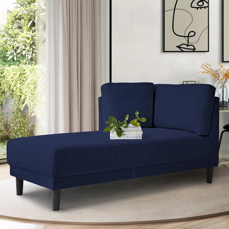 Linen Corner Chaise Lounge with Arm Modern Upholstered Accent Chair