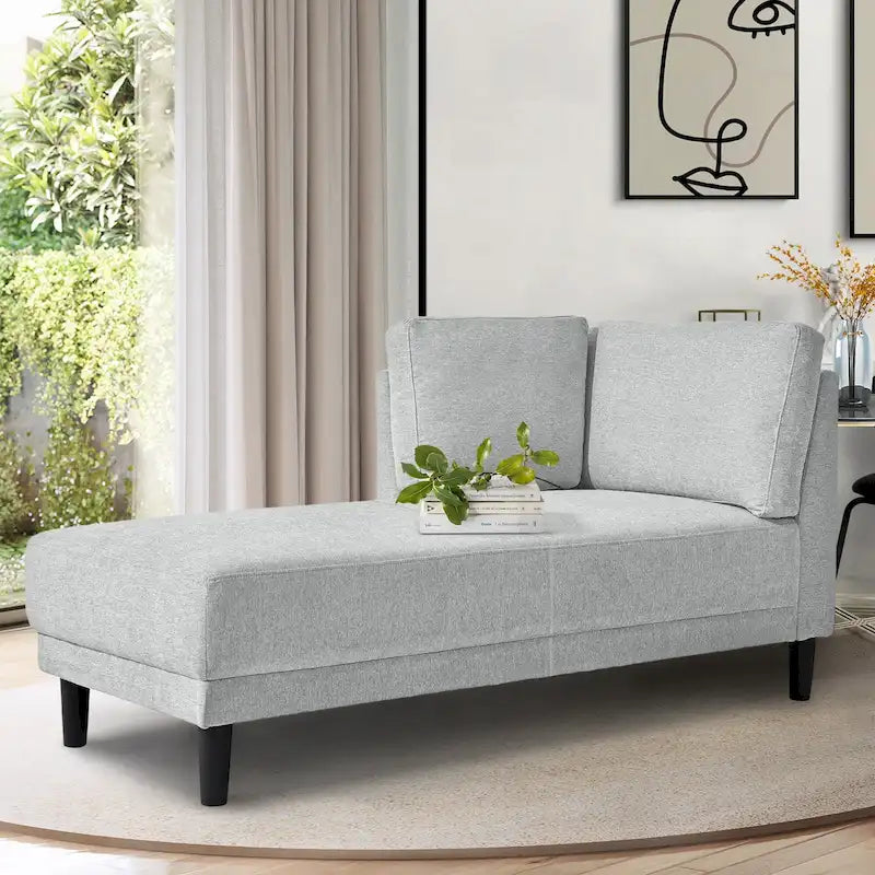 Linen Corner Chaise Lounge with Arm Modern Upholstered Accent Chair