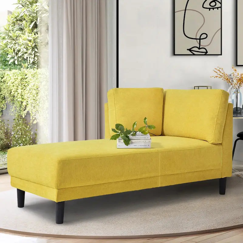 Linen Corner Chaise Lounge with Arm Modern Upholstered Accent Chair