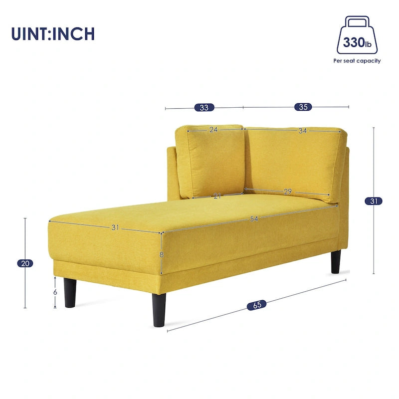 Linen Corner Chaise Lounge with Arm Modern Upholstered Accent Chair
