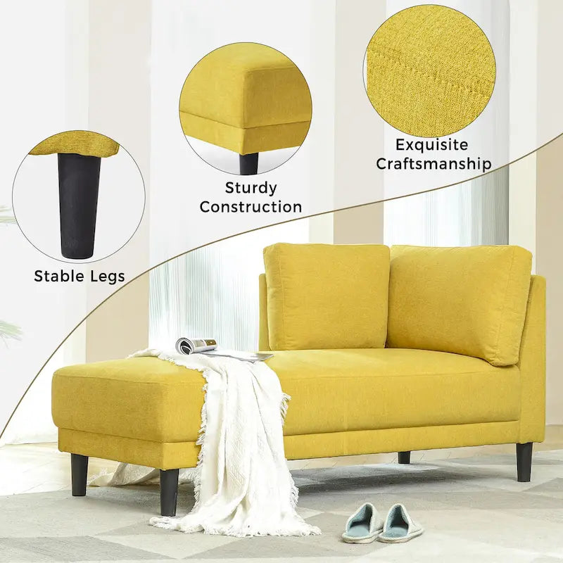 Linen Corner Chaise Lounge with Arm Modern Upholstered Accent Chair