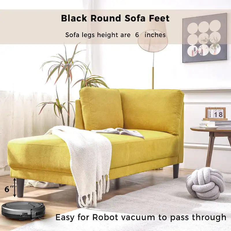Linen Corner Chaise Lounge with Arm Modern Upholstered Accent Chair