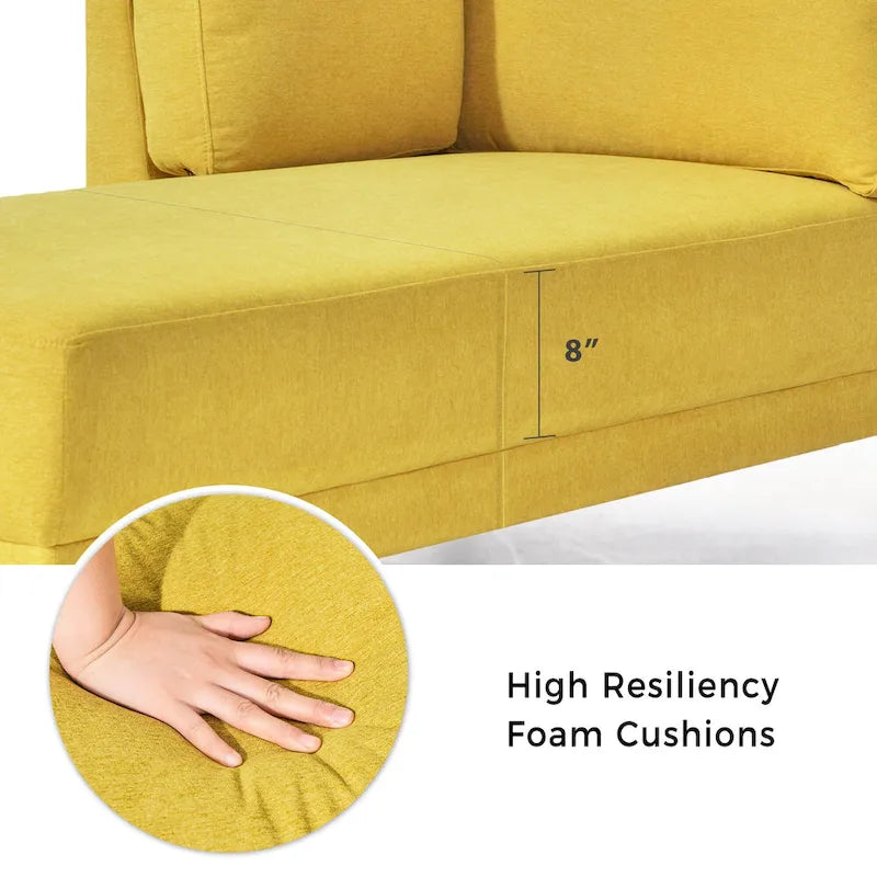 Chaise longue d'angle en lin avec accoudoir, fauteuil d'appoint moderne rembourré