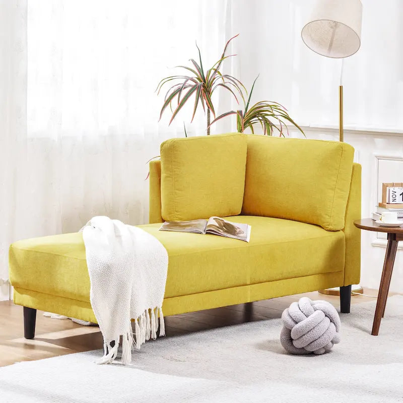 Chaise longue d'angle en lin avec accoudoir, fauteuil d'appoint moderne rembourré