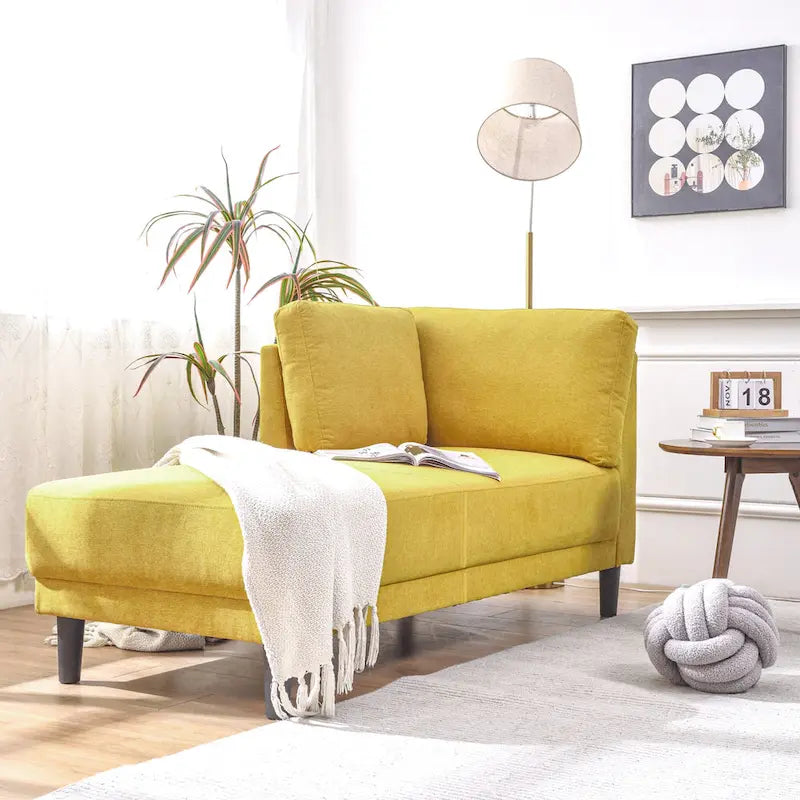 Chaise longue d'angle en lin avec accoudoir, fauteuil d'appoint moderne rembourré