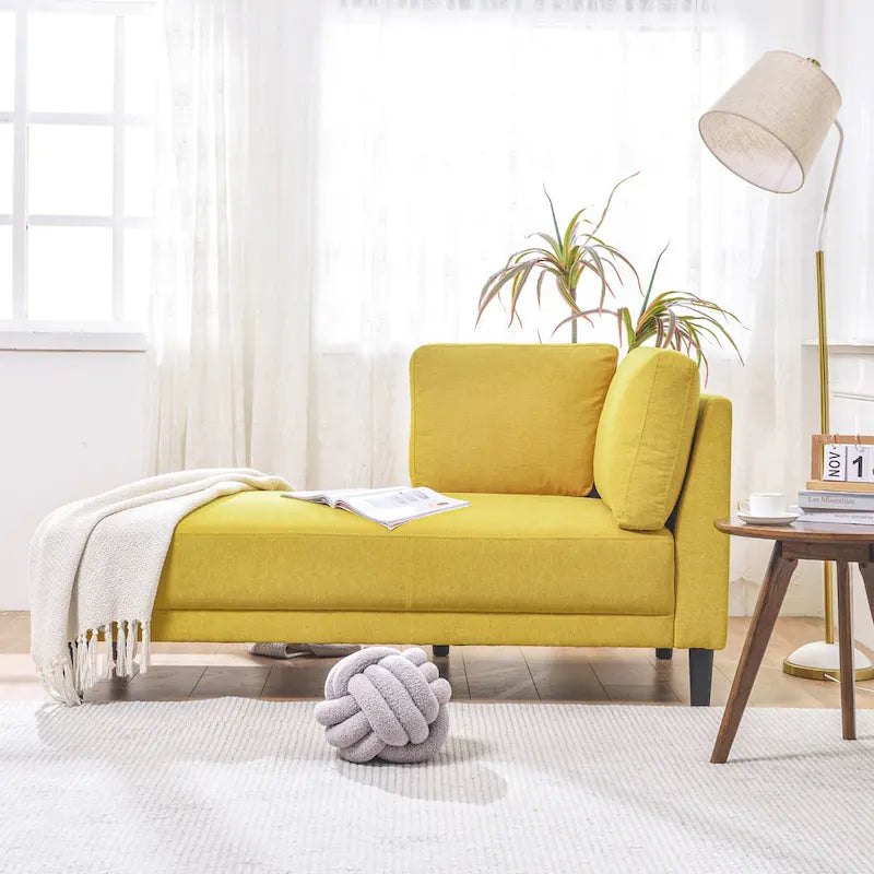 Chaise longue d'angle en lin avec accoudoir, fauteuil d'appoint moderne rembourré