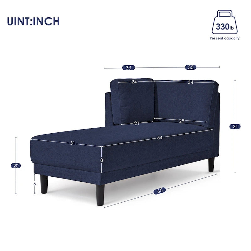 Chaise longue d'angle en lin avec accoudoir, fauteuil d'appoint moderne rembourré