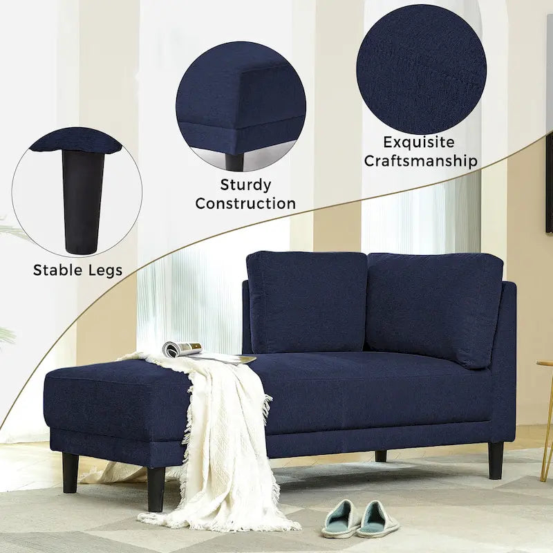 Chaise longue d'angle en lin avec accoudoir, fauteuil d'appoint moderne rembourré