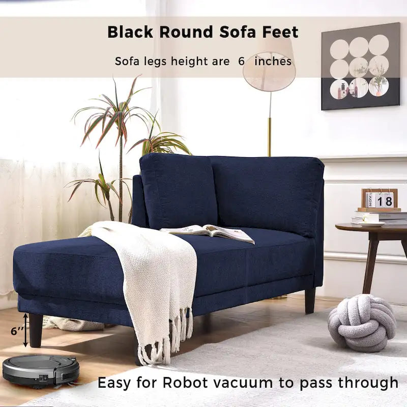 Chaise longue d'angle en lin avec accoudoir, fauteuil d'appoint moderne rembourré
