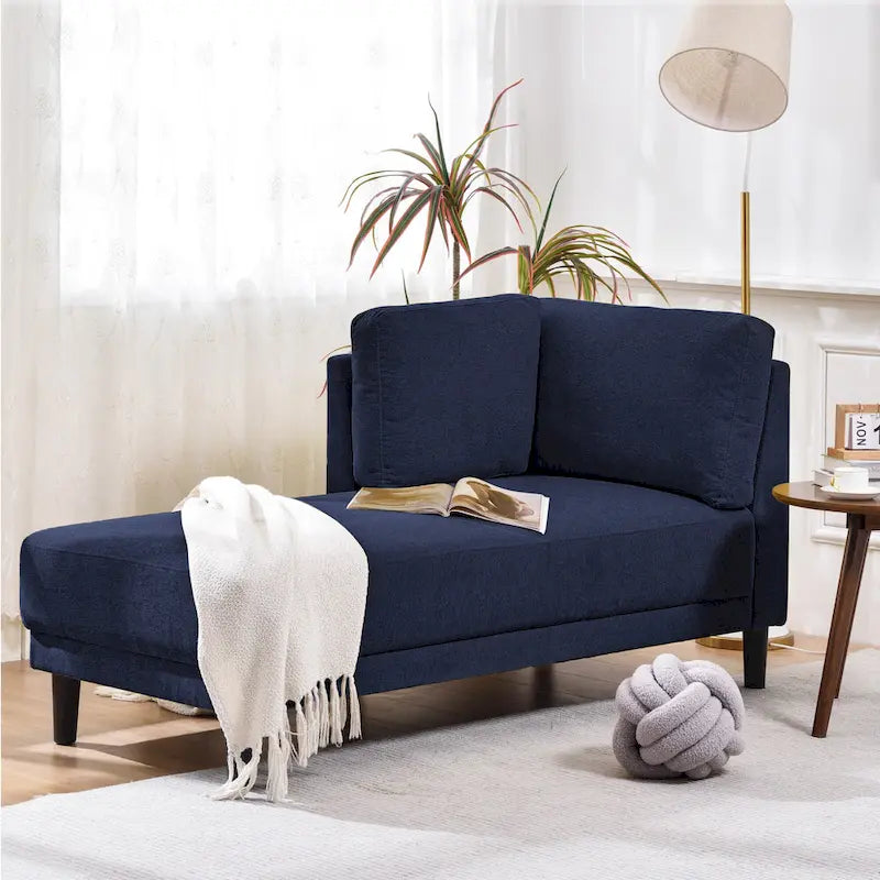 Chaise longue d'angle en lin avec accoudoir, fauteuil d'appoint moderne rembourré