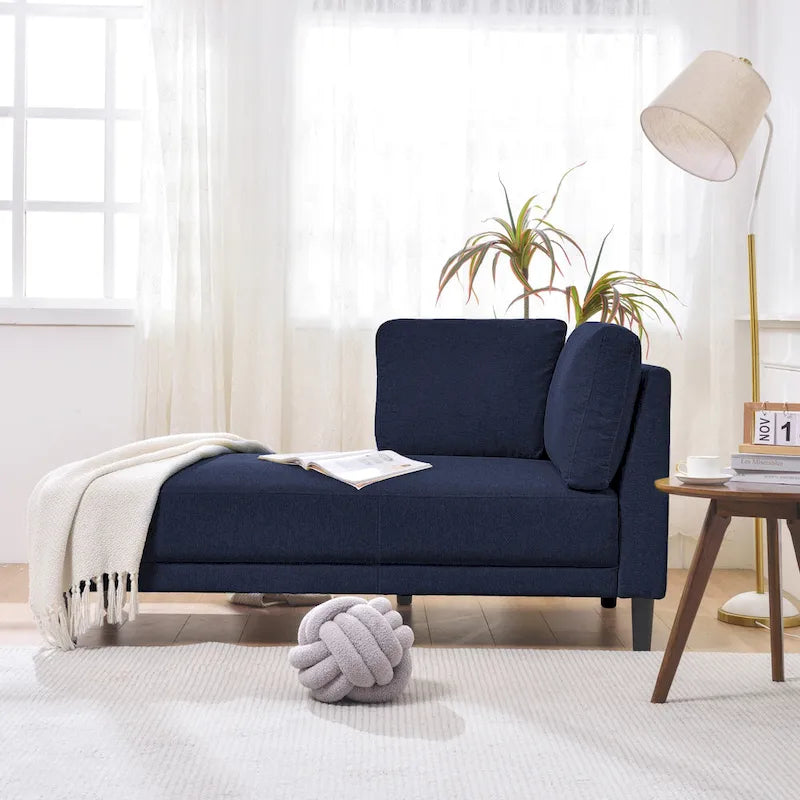 Chaise longue d'angle en lin avec accoudoir, fauteuil d'appoint moderne rembourré