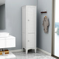 5-Tier Narrow Freestanding Bathroom Storage Cabinet with 2 Shutter Doors