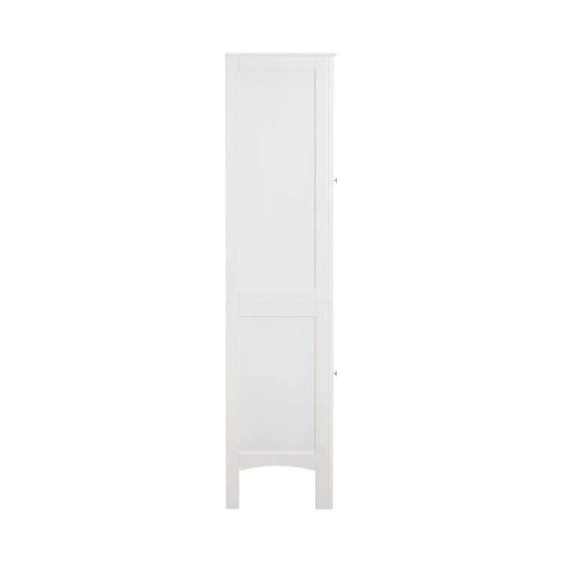 5-Tier Narrow Freestanding Bathroom Storage Cabinet with 2 Shutter Doors