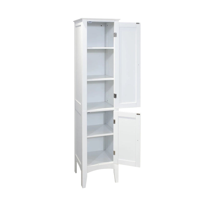 5-Tier Narrow Freestanding Bathroom Storage Cabinet with 2 Shutter Doors