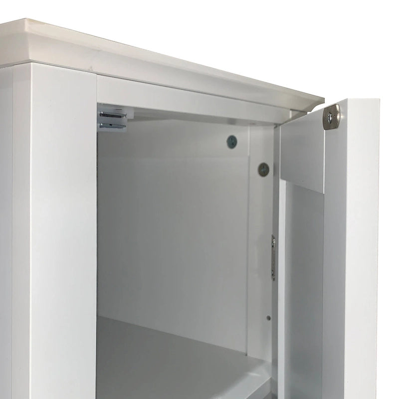 5-Tier Narrow Freestanding Bathroom Storage Cabinet with 2 Shutter Doors