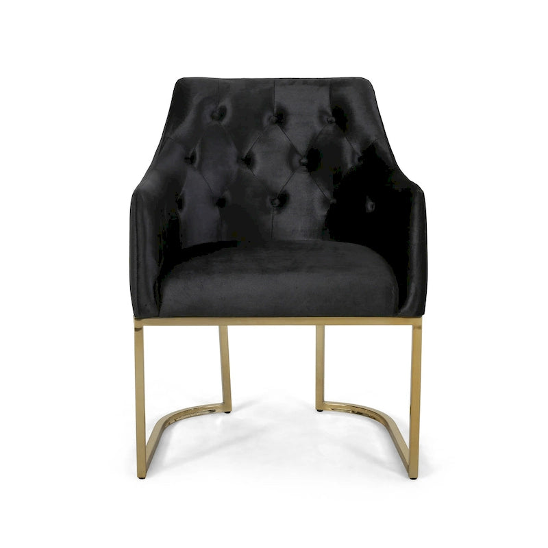 Modern Tufted Glam Velvet Accent Chair with Gold Iron Frame
