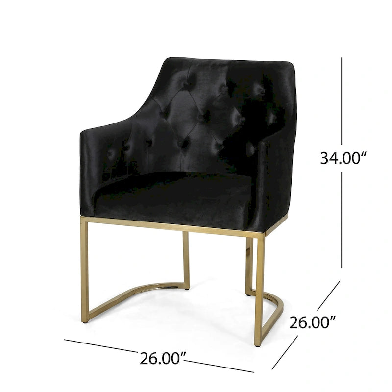 Modern Tufted Glam Velvet Accent Chair with Gold Iron Frame