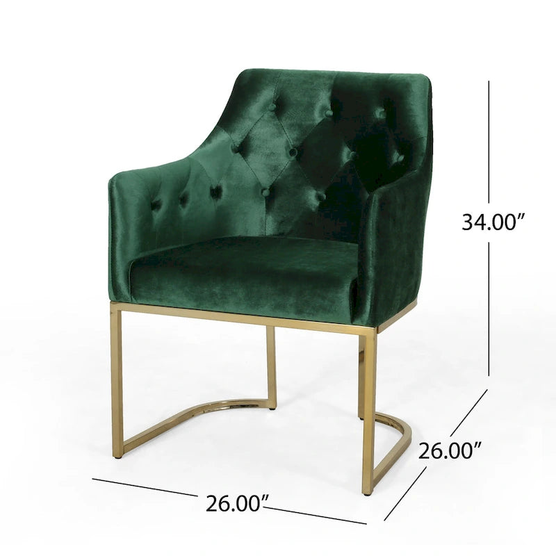 Modern Tufted Glam Velvet Accent Chair with Gold Iron Frame