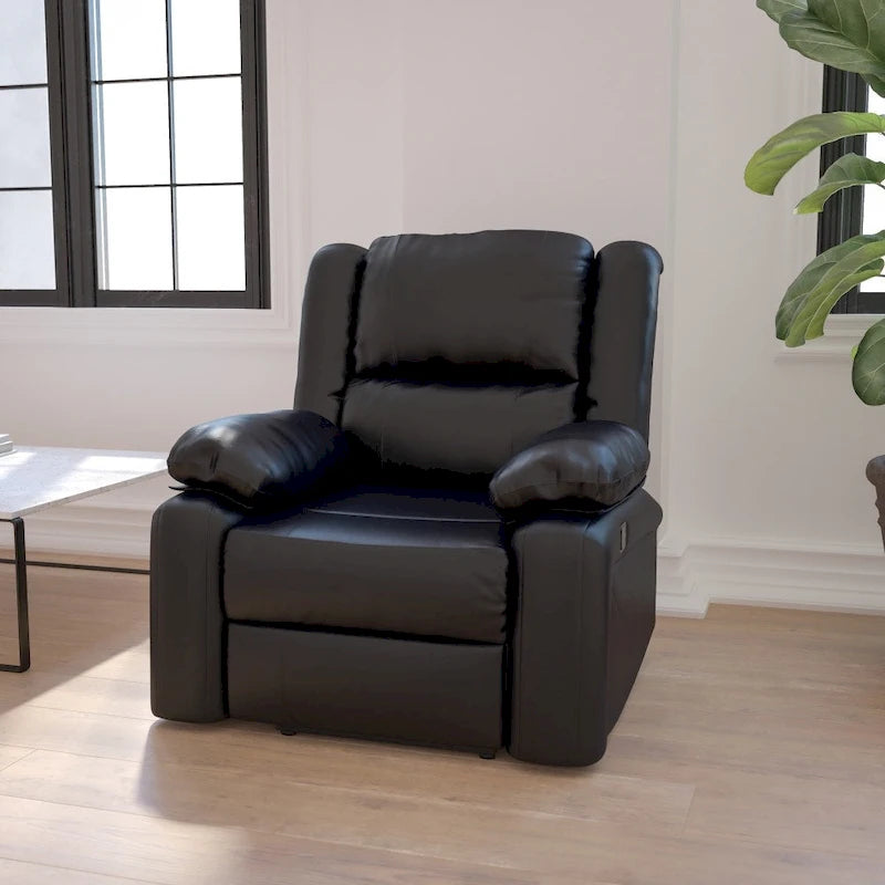 Pillow Back Leathersoft Recliner Chair with Plush Arms