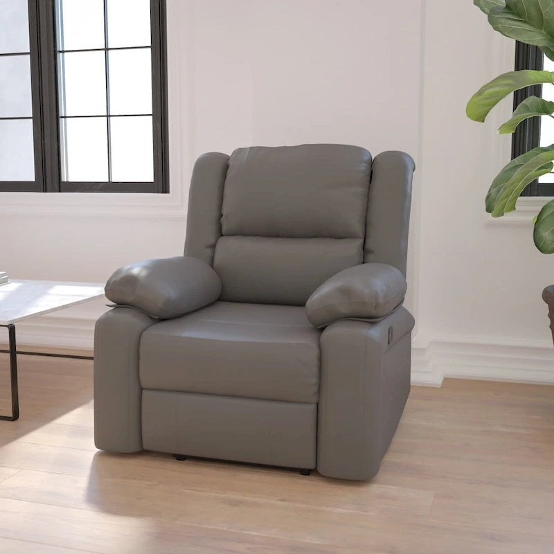 Pillow Back Leathersoft Recliner Chair with Plush Arms