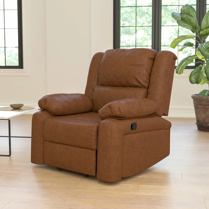 Pillow Back Leathersoft Recliner Chair with Plush Arms