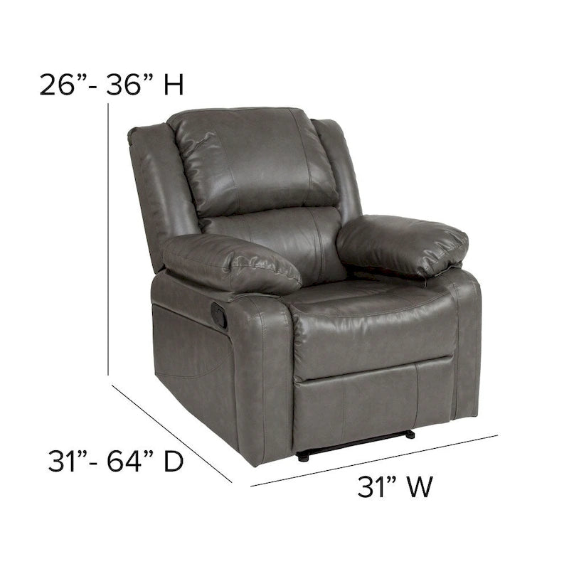 Pillow Back Leathersoft Recliner Chair with Plush Arms