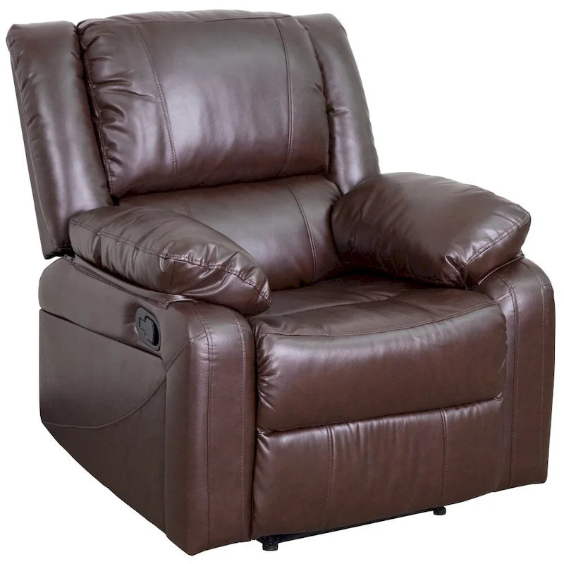 Pillow Back Leathersoft Recliner Chair with Plush Arms