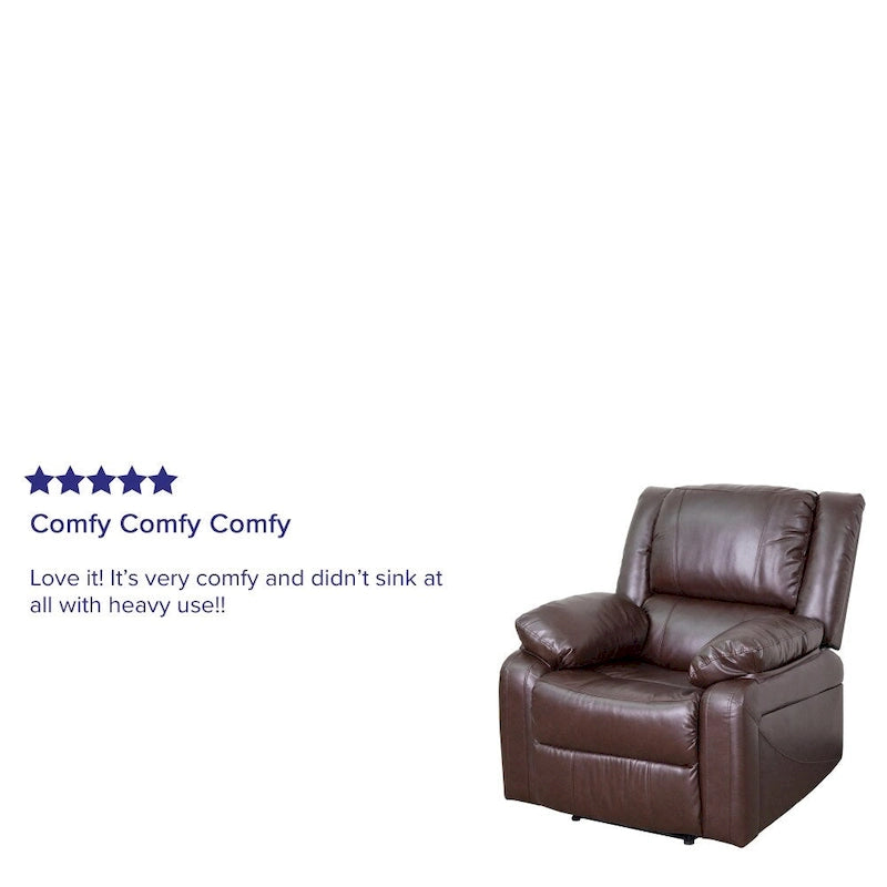 Pillow Back Leathersoft Recliner Chair with Plush Arms