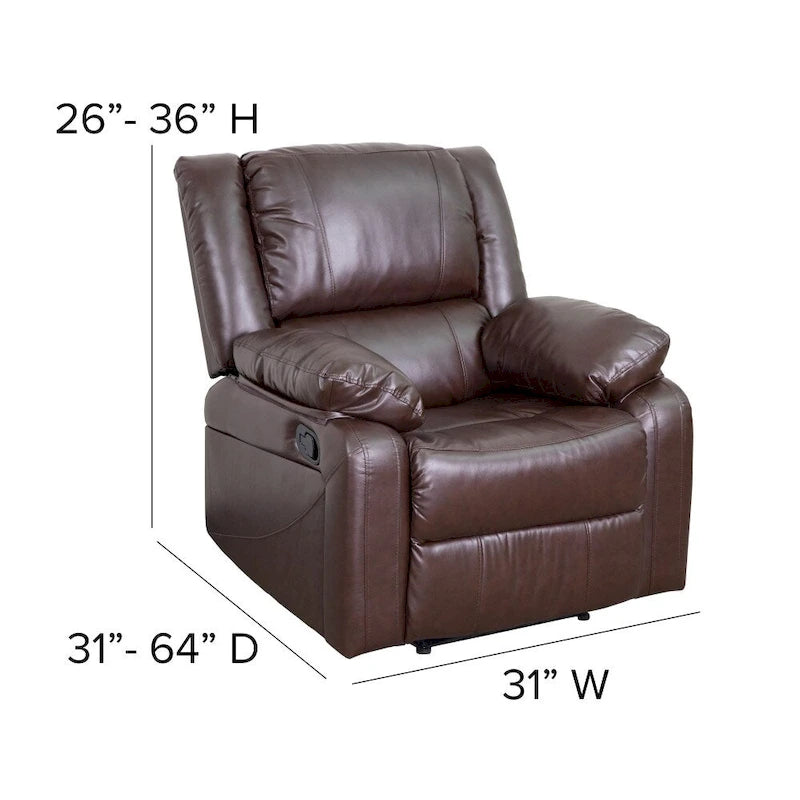 Pillow Back Leathersoft Recliner Chair with Plush Arms