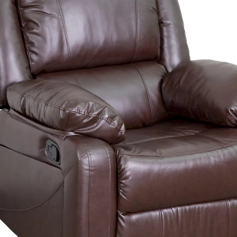 Pillow Back Leathersoft Recliner Chair with Plush Arms