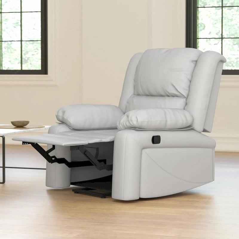 Pillow Back Leathersoft Recliner Chair with Plush Arms