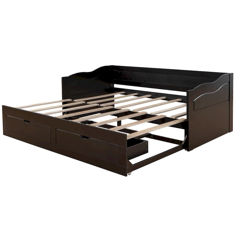 Twin Size Wooden Daybed with Storage Drawers