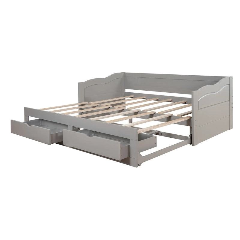 Twin Size Wooden Daybed with Storage Drawers