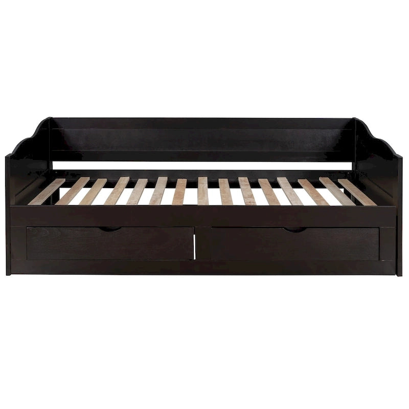 Twin Size Wooden Daybed with Storage Drawers